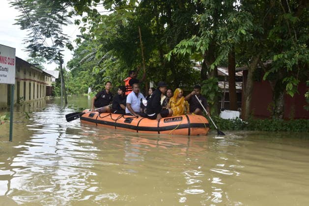 Heavy rainfall triggers severe flooding in Assam, India SIVSAGAR, INDIA - JULY 23: People use inflatable boats for transport after heavy rainfall affects areas in Sivsagar district, Assam, India on July 23, 2026. Continuous heavy rainfall over the past few days has triggered severe flooding across several parts of Sivsagar district in Assam, leaving thousands of residents affected and disrupting normal life. Hafiz Ahmed Anadolu Sivsagar India. Editorial use only. Please get in touch for any other usage.  Copyright: x2026xAnadoluxHafizxAhmedx