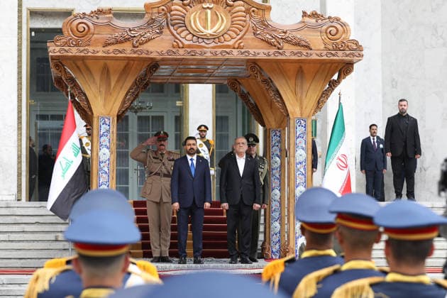 Iraqi Prime Minister Ali al-Zaidi in Iran TEHRAN, IRAN - JULY 23: RESTRICTIONS: NO Access Israel Media Persian Language TV Stations Outside Iran Strictly No Access BBC Persian VOA Persian Manoto TV Iran International TV (----EDITORIAL USE ONLY MANDATORY CREDIT - IRANIAN PRESIDENCY HANDOUT - NO MARKETING NO ADVERTISING CAMPAIGNS - DISTRIBUTED AS A SERVICE TO CLIENTS----) Iraqi Prime Minister Ali al-Zaidi is welcomed by Iranian President Masoud Pezeshkian with official ceremony in Tehran, Iran on July 23, 2026. Iranian Presidency Handout Anadolu Tehran Iran. Editorial use only. Please get in touch for any other usage.  Copyright: x2026xAnadoluxIranianxPresidencyx xHandoutx
