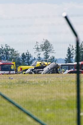 A Venom military helicopter with five soldiers aboard crashed at the helicopter base in Namest nad Oslavou on July 23, 2026, the Czech army reported on X social network, and the rescuers told CTK that one person died in the crash, Namest nad Oslavou, Czech Republic. (CTKxPhoto JaroslavxSvoboda) CTKPhotoP2026072304615  CTKPhotoP2026072304615