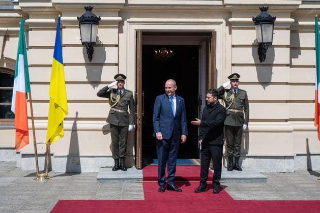 Ukrainian President Zelenskyy meets Irish Prime Minister Martin in Kyiv KYIV, UKRAINE - JULY 23: The taoiseach (Prime minister) of Ireland Micheal Martin (C-L) and the President of Ukraine Volodymyr Zelenskyy (C-R) meet before attending a joint press conference in Kyiv, Ukraine, on July 23, 2026. Danylo Antoniuk Anadolu Kyiv Ukraine. Editorial use only. Please get in touch for any other usage.  Copyright: x2026xAnadoluxDanyloxAntoniukx