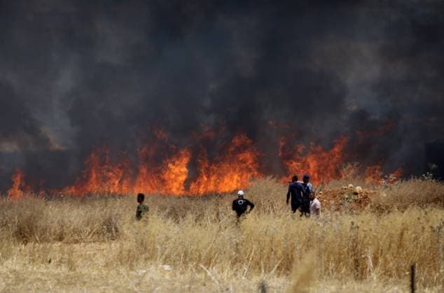 July 23, 2026, Beit Furik, Palestine, State of: BEIT FURIK, WEST BANK Ã¢â‚¬ JULY 23, 2026: Israeli settlers reportedly attack Palestinian farmers as they attempt to extinguish fires in wheat fields in the town of Beit Furik, east of Nablus, in the occupied West Bank. According to Palestinian residents, the fires were allegedly set by Israeli settlers before the confrontation. Beit Furik Palestine, State of  - ZUMAq101 20260723_zna_q101_078 Copyright: xNedalxShtiehx