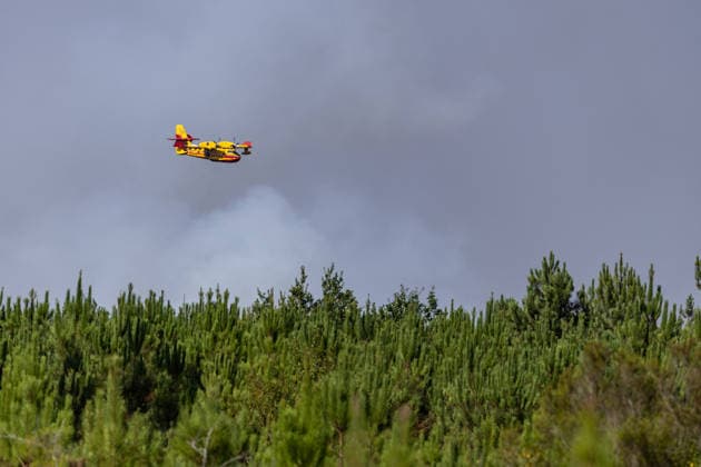Wildfire Burns Near Le Porge - Gironde Firefighters are battling the blaze as emergency services remain mobilized to protect nearby residents, tourists and properties. Smoke rises as a wildfire burns near Lacanau and Le Porge, Gironde, France, on July 23, 2026. Photo by Margot Le Gonidec ABACAPRESS.COM Le Porge Gironde France  Copyright: xLexGonidecxMargot ABACAx