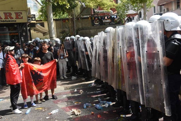 July 23, 2026, Tirana, Albania: The 54th day of protests known as the Flamingo Revolution. .Thousands of people have taken to the streets to demand the resignation of Prime Minister EDIÃ¢â‚¬â ¢ RAMAÃ¢â‚¬â ¢ s government and the cancellation of a luxury project in southern Albania linked to DOÃ¢â‚¬â ¢NALD TRUMPÃ¢â‚¬â ¢ s son-in-law. Tirana Albania - ZUMAs232 20260723_zip_s232_015 Copyright: xErvinxShulkux
