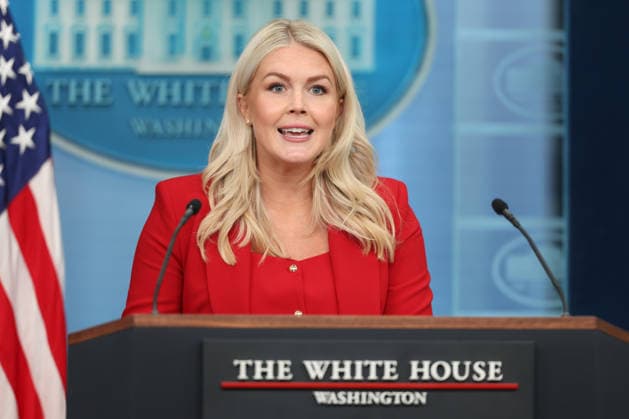 White House Press Secretary Karoline Leavitt speaks during a press briefing in the James S. Brady Press Briefing Room at the White House in Washington, DC on Thursday, July 23, 2026.  WASP20260723100 SamuelxCorum