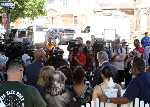 July 23, 2026, Ozone Park, New York, USA: The media during the memorial service for Sgt. Angel S. Rampersad,. Residents in Ozone Park joined family members Thursday morning to remember Sgt. Angel Rampersad, one of four American soldiers killed in the war with Iran. Rampersad, a 28-year-old soldier from Ozone Park, Queens, was killed in action during an Iranian ballistic missile and drone strike at a U.S. base in Jordan on July 17, 2026. She was among the U.S. service members to lose their lives in the escalating war. Rampersad was assigned to the 1st Battalion, 57th Air Defense Artillery Regiment. Originally from Trinidad, she attended CUNY s John Jay College of Criminal Justice before enlisting in the Army in March 2019. Ozone Park USA  - ZUMAb290 20260723_new_b290_223 Copyright: xDavexBurnsx