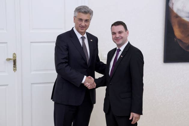Croatian PM Plenkovic receives Czech Foreign Minister Macinka Croatian Prime Minister Andrej Plenkovic received Czech Deputy Prime Minister and Foreign Minister Petr Macinka at government headquarters in Zagreb, Croatia on July 23, 2026.  JosipxMikacic PIXSELL