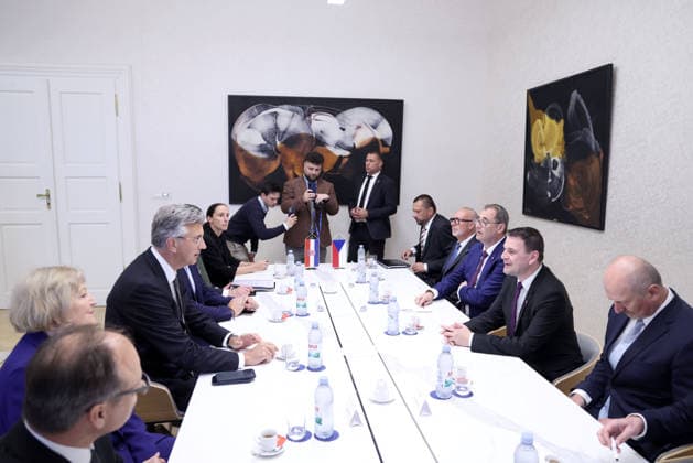 Croatian PM Plenkovic receives Czech Foreign Minister Macinka Croatian Prime Minister Andrej Plenkovic received Czech Deputy Prime Minister and Foreign Minister Petr Macinka at government headquarters in Zagreb, Croatia on July 23, 2026.  JosipxMikacic PIXSELL