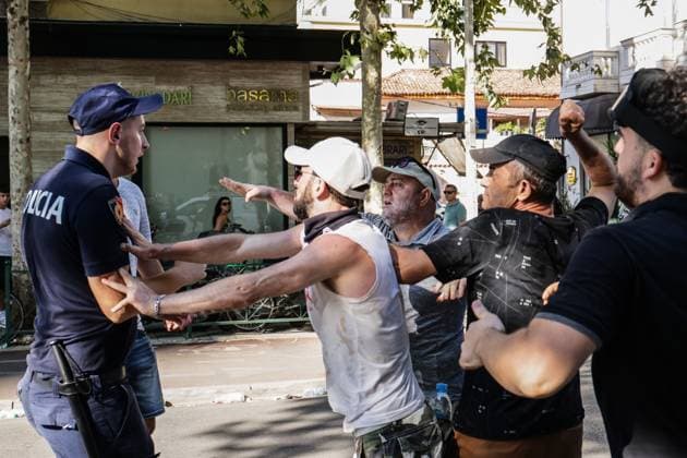 July 23, 2026, Tirana, Albania: TIRANA, ALBANIA Ã¢â‚¬ JULY 23, 2026: Demonstrators gathered outside the Albanian Parliament during the fifty-fourth consecutive day of anti-government protests in Tirana, Albania, on July 23, 2026. Protesters attempted to block lawmakers arriving for the parliamentary session, leading to confrontations with riot police. Officers deployed water cannons, pepper spray and physical force as clashes broke out outside the parliament building. Several demonstrators were detained, while both protesters and police officers sustained injuries during the unrest. The protest movement, which began in opposition to a proposed luxury tourism development project linked to Jared Kushner and other international investors, h - ZUMAq101 20260723_zna_q101_157 Copyright: xVlasovxSulajx