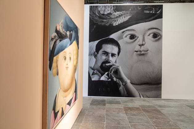 July 23, 2026, Bronx, New York, USA: Photo of Artist Botero with background of his painting Mrs. Rubens 3 and that painting on a wall the the left on view during press preview for exhibition and private sale of Botero in New York: Rarely-Seen Works from Botero s Most Defining Decade at The Breuer of Sotheby s in New York, NY on July 23, 2026 Bronx USA  - ZUMAr339 20260723_znp_r339_010 Copyright: xLevxRadinx
