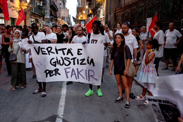 Protest for Abderrahim Fakir to Palermo PALERMO, ITALY - JULY 23: A demonstration calling for truth and justice for Fakir Abderrahim, a 42-year-old man of Moroccan origin who died on Sunday 19 July whilst being restrained by two police officers in Bologna on July 23, 2026 in Palermo, Italy. Palermo Sicily Italy Copyright: xStefanoxMontesix