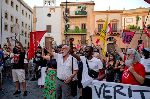 Protest for Abderrahim Fakir to Palermo PALERMO, ITALY - JULY 23: A demonstration calling for truth and justice for Fakir Abderrahim, a 42-year-old man of Moroccan origin who died on Sunday 19 July whilst being restrained by two police officers in Bologna on July 23, 2026 in Palermo, Italy. Palermo Sicily Italy Copyright: xStefanoxMontesix