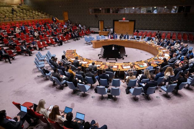 (260723) -- UNITED NATIONS, July 23, 2026 -- Photo taken on July 23, 2026 shows the Security Council meeting on strengthening the mechanisms for the peaceful settlement of disputes at the UN headquarters in New York. UN Secretary-General Antonio Guterres on Thursday called for strengthening collective mechanisms for the peaceful settlement of disputes. (Loey Felipe Handout via Xinhua) UN-SECURITY COUNCIL-PEACEFUL SETTLEMENT OF DISPUTES UNxPhoto 