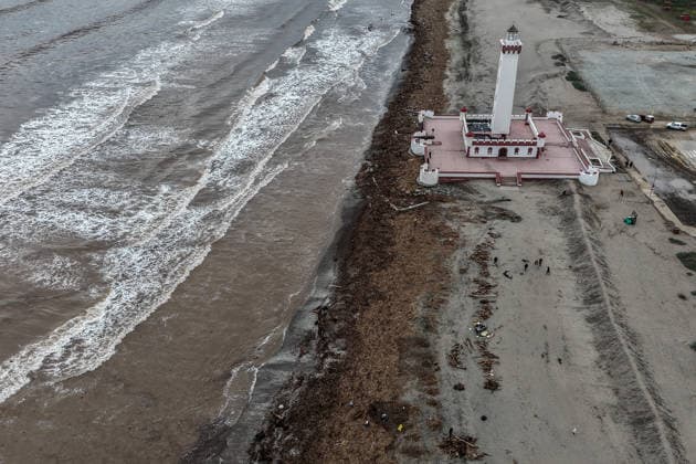 July 23, 2026, La Serena, Chile: A drone view shows La Serena Beach completely covered in trash and debris resulting from the storm that caused the river to rise. This storm affected various regions of the country, causing flooding and widespread power outages. A state of catastrophe was declared for La Serena, Chile. La Serena Chile - ZUMAu105 20260723_zip_u105_007 Copyright: xManuelxUrzuax