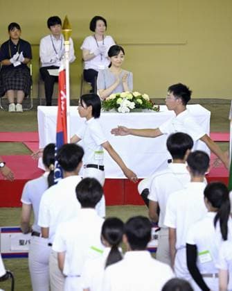 Princess Kako at high school equestrian competition Japan s Princess Kako (C, back) attends the opening ceremony of the national high school equestrian competition at the equestrian sports center in Gotemba, Shizuoka Prefecture, on July 24, 2026.  A14AA0005624052P