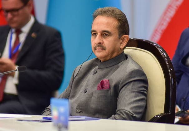 KYRGYZSTAN, ISSYK-KUL REGION - JULY 24, 2026: Kirti Vardhan Singh, India s Minister of State for External Affairs, attends a meeting of the SCO (Shanghai Cooperation Organisation) Council of Foreign Ministers in Cholpon-Ata, a resort town on the northern shore of Lake Issyk-Kul. Vladislav Nogai TASS  95387054
