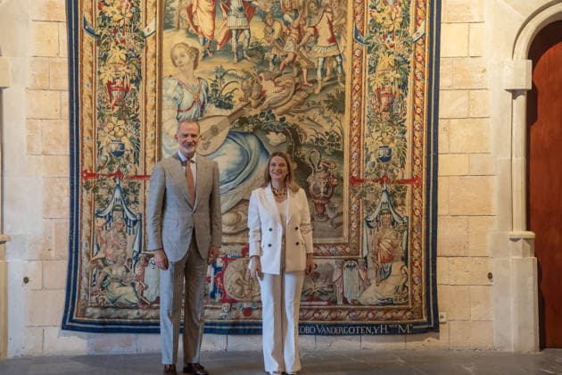 Felipe VI Holds an Audience with Marga Prohens in Palma de Mallorca The president of the Balearic Islands, Marga Prohens, during an audience with King Felipe VI at the Almudaina Royal Palace on July 24, 2026, in Palma de Mallorca, Balearic Islands, Spain. The audience is part of a series of meetings with representatives of Balearic institutions at the start of the Royal Family’s summer stay in Palma. JULY 24, 2026 Javier Ferná Spain  Copyright: xJavierxFernandezx 7683793