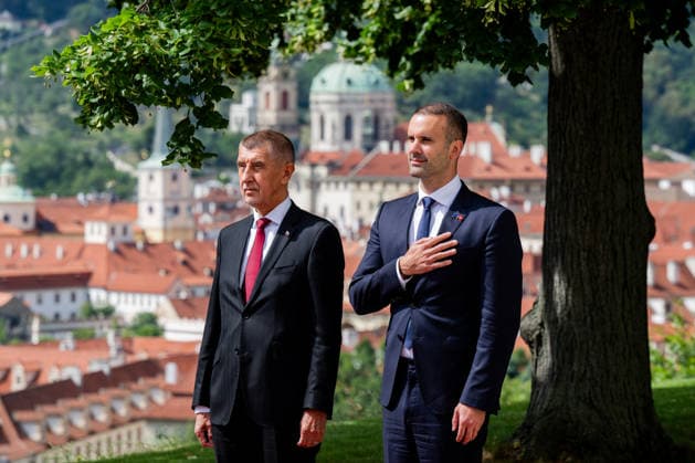 Czech Prime Minister Andrej Babis (left) meets Montenegrin Prime Minister Milojko Spajic to discuss current issues related to EU enlargement, Czech-Montenegrin cooperation in defence industry, opportunities to develop cooperation in energy sector in Prague, Czech Republic, July 24, 2026. (CTKxPhoto OndrejxDeml) CTKPhotoP2026072402892  CTKPhotoP2026072402892
