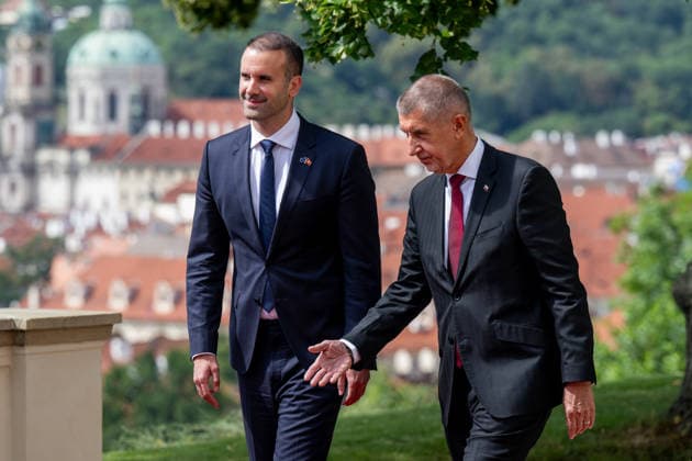 Czech Prime Minister Andrej Babis (right) meets Montenegrin Prime Minister Milojko Spajic to discuss current issues related to EU enlargement, Czech-Montenegrin cooperation in defence industry, opportunities to develop cooperation in energy sector in Prague, Czech Republic, July 24, 2026. (CTKxPhoto OndrejxDeml) CTKPhotoP2026072402926  CTKPhotoP2026072402926
