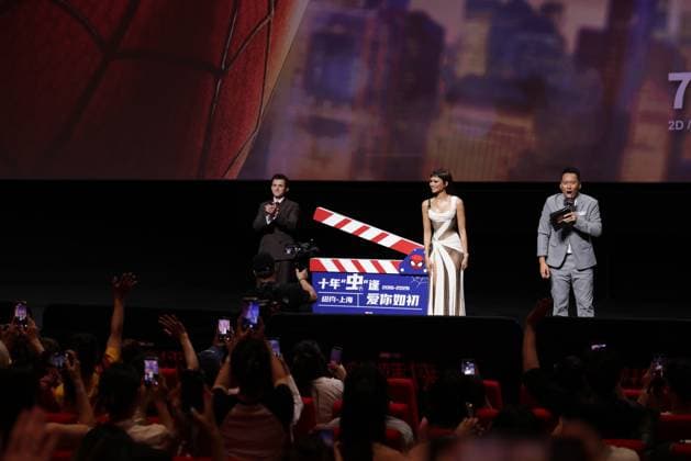 SHANGHAI, CHINA - JULY 24: Stars Tom Holland and Zendaya attend the premiere of Spider-Man: Brand New Day on July 24, 2026 in Shanghai, China.  Copyright: xVCGx 111656202175