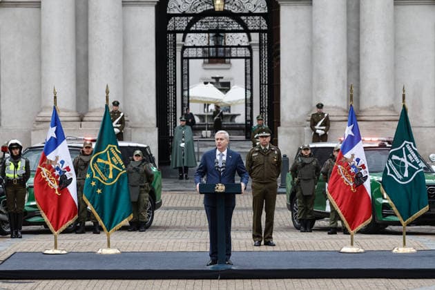 Santiago, July 24, 2026 President of the Republic José Antonio Kast participates in the signing ceremony for the reinforcement of the Carabineros at the Plaza de la Constitución Diego Martin Aton Chile, Aton 1174931 jpeg  Copyright: DIEGOxMARTIN ATONxCHILE