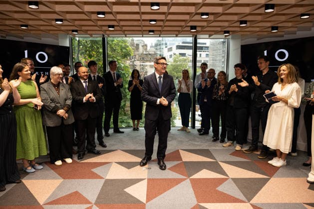 Andy Burnham opens No10 North MANCHESTER - Friday 24 July, 2026. Andy Burnham, the Prime Minister welcomes staff as he officially opens No10 North at Heron House, Manchester. He will spend the day working from the building, including chairing his first National Economic Council meeting.  Copyright: xJamesxSpeakmanx NINTCHDBPICT001097263300