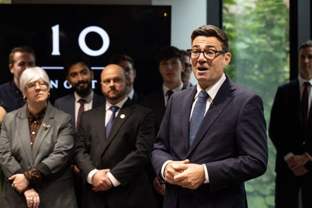 Andy Burnham opens No10 North MANCHESTER - Friday 24 July, 2026. Andy Burnham, the Prime Minister welcomes staff as he officially opens No10 North at Heron House, Manchester. He will spend the day working from the building, including chairing his first National Economic Council meeting.  Copyright: xJamesxSpeakmanx NINTCHDBPICT001097263131