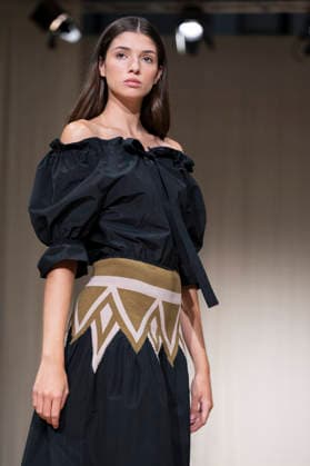 MALAGA MODA - MOMAD Fashion Week de Madrid, Spain - 24 Jul 2026 A model walks the runway wearing a design by MALAGA MODA during Momad Fashion Week de Madrid in IFEMA. Madrid Spain Copyright: xAtilanoxGarciax xSOPAxImagesx photo03025