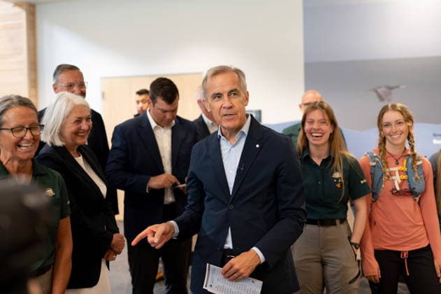 July 24, 2026, Gros Morne National Park, Nl, CANADA: Prime Minister Mark Carney greets Parks Canada staff at the visitor centre during a visit to Gros Morne National Park, N.L., Friday, July 24, 2026. Gros Morne National Park CANADA  - ZUMAc35_ 20260724_zaf_c35_019 Copyright: xJessicaxStapletonx