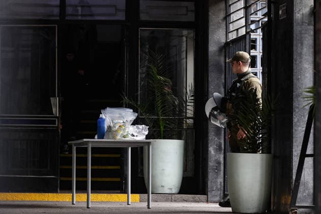 Santiago, July 24, 2026: Riots at the Instituto Nacional end with two students arrested for throwing incendiary bombs at police; forensic investigations at the scene and evidence. Diego Martin Aton Chile, Aton 1175022 jpeg  Copyright: DIEGOxMARTIN ATONxCHILE