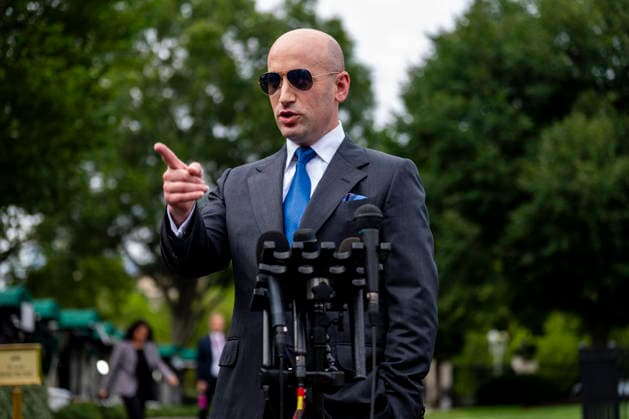 White House Deputy Chief of Staff for Policy Stephen Miller speaks to the press outside of the West Wing of the White House in Washington, DC on Friday, July 24, 2026.  WAP20260724333 BONNIExCASH