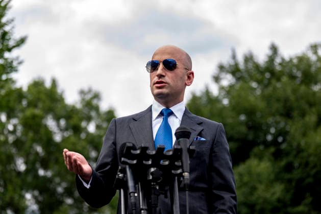 White House Deputy Chief of Staff for Policy Stephen Miller speaks to the press outside of the West Wing of the White House in Washington, DC on Friday, July 24, 2026.  WAP20260724334 BONNIExCASH