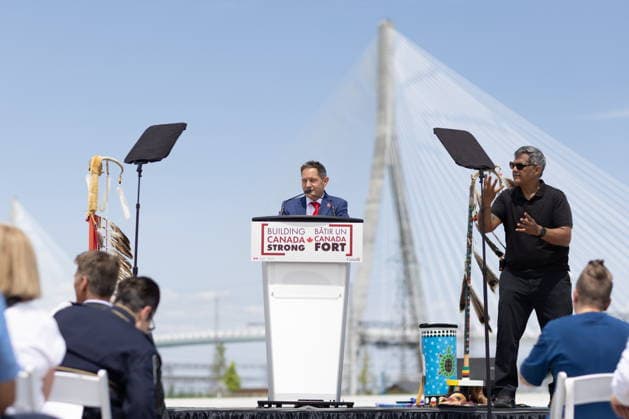 July 24, 2026, Windsor, On, CANADA: Dr. Murray Howe speaks during a ribbon cutting ceremony for the opening of the Gordie Howe International Bridge, in Windsor, Ont., Friday, July 24, 2026. Windsor CANADA  - ZUMAc35_ 20260724_zaf_c35_085 Copyright: xDaxxMelmerx