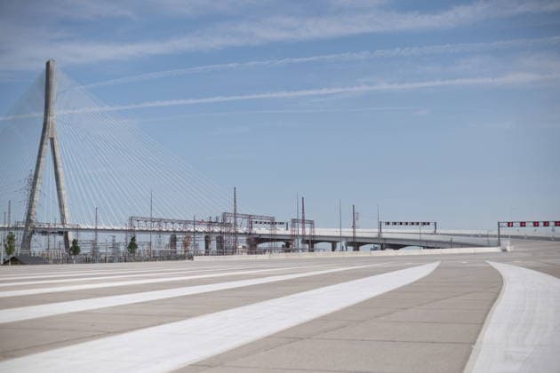 July 24, 2026, Windsor, On, CANADA: The Gordie Howe International Bridge is seen from the on ramp during a ribbon cutting ceremony for the opening of the bridge, in Windsor, Ont., Friday, July 24, 2026. Windsor CANADA  - ZUMAc35_ 20260724_zaf_c35_091 Copyright: xDaxxMelmerx