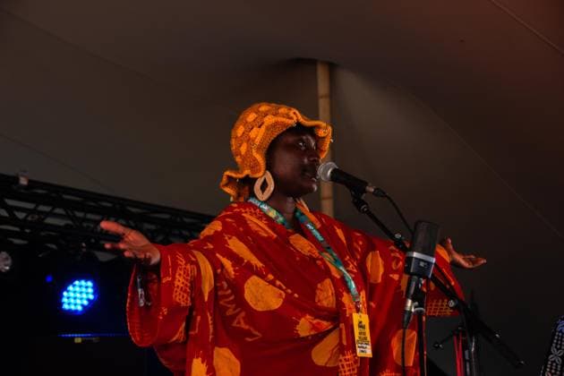 July 25, 2026, Corsham, Wiltshire, England: Lamisi, from West Africa, play songs from their album, Ã¢â‚¬ËœLet us ClapÃ¢â‚¬â ¢ at WOMAD Festival in Wiltshire. Corsham England  - ZUMAr169 20260725_zip_r169_023 Copyright: xRodxHarbinsonx