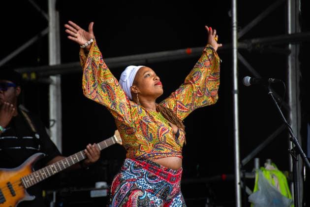 July 24, 2026, Corsham, Wiltshire, England: Wesli, from Haiti are now based in Montreal and play Afropop worldwide. Here opening the mainstage on Friday at WOMAD festival in Wiltshire. Corsham England - ZUMAr169 20260724_zip_r169_004 Copyright: xRodxHarbinsonx