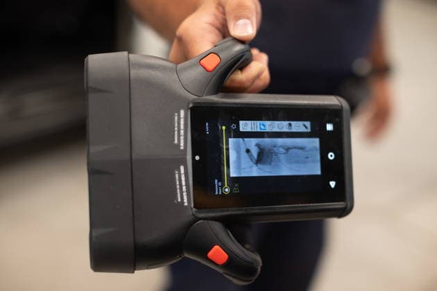 July 24, 2026, Windsor, On, CANADA: A Canada Border Services agent displays a handheld X-ray machine, called a Backscatter, during a tour of the inspection facilities at the Gordie Howe International Bridge, in Windsor, Ont., Friday, July 24, 2026. Windsor CANADA  - ZUMAc35_ 20260724_zaf_c35_104 Copyright: xDaxxMelmerx