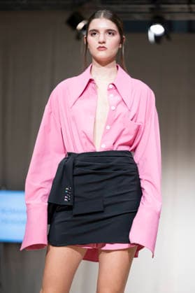 ROMANIAN DESIGNERS - MOMAD Fashion Week de Madrid ,Spain - 24 Jul 2026 A model walks the runway wearing a design by Romanian designers during Momad Fashion Week de Madrid in IFEMA Madrid Spain Copyright: xAtilanoxGarciax xSOPAxImagesx photo03117