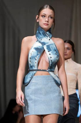 July 24, 2026, Madrid, Spain: A model walks the runway wearing a design by Romanian designers during Momad Fashion Week de Madrid in IFEMA Madrid Spain  - ZUMAs197 20260724_aaa_s197_225 Copyright: xAtilanoxGarciax