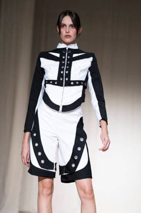 July 24, 2026, Madrid, Spain: A model walks the runway wearing a design by Romanian designers during Momad Fashion Week de Madrid in IFEMA Madrid Spain - ZUMAs197 20260724_aaa_s197_217 Copyright: xAtilanoxGarciax