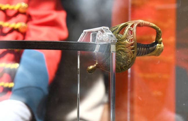 July 24, 2026, Bogota, Bogota D.C, Colombia: Members of the presidential guard stand by Simon Bolivar s sword during the return to the Quinta de Bolivar Museum in Bogota, Colombia on July 24, 2026. Bogota Colombia - ZUMAvp1_ 20260724_zia_vp1_001 Copyright: xAndresxLozanox