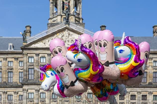 AMSTERDAM - Participants in the 13th edition of the Pride Walk are gathering at Dam Square. With the walk, they are calling attention to equal rights for LGBTQ+ people worldwide. DINGENA MOL ANP netherlands out - belgium out  Copyright: xx x564249814x originalFilename: 564249814.jpg