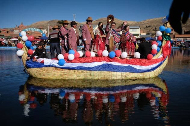 July 24, 2026, Guaqui, La Paz, Bolivia: GUAQUI, BOLIVIA Ã¢â‚¬ JULY 24, 2026: Devotees take part in the traditional Balseada Festival honoring Saint James the Apostle (Santiago ApoÂ³stol) on Lake Titicaca in Guaqui, Bolivia. The annual celebration features a ceremonial procession of decorated boats attended by residents, pilgrims and local authorities. Guaqui, La Paz Bolivia  - ZUMAq101 20260724_zna_q101_235 Copyright: xCarlosxSoÂ¡NchezxNavasx