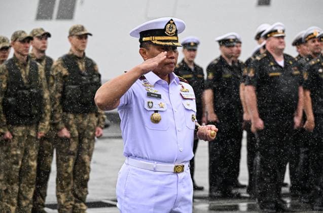 Russia Indonesia Naval Exercise 9211456 25.07.2026 Commanding Officer of the Indonesian frigate Gusti Ngurah Rai, Colonel Ahmad Makmur Ikhlas attends the opening ceremony of the second Russian-Indonesian Orruda 2026 drills for the Indonesian warship, which arrived to take part in the bilateral exercise with the Russian Navy in Vladivostok, Russia. Vitaliy Ankov Sputnik Vladivostok Primorye Territory Russia  Copyright: xVitaliyxAnkovx