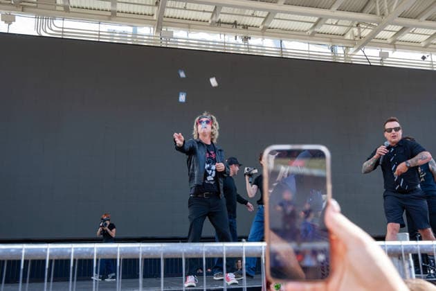 SAN DIEGO, CA - July 24rd: Billie Joe Armstrong, Tre Cool from Green Day make a surprise appearance at San Diego Comic Con on July 24th, 2026 to promote Nimrods. Copyright: xTonyxFortex