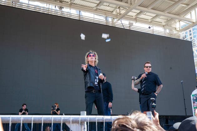 SAN DIEGO, CA - July 24rd: Billie Joe Armstrong, Tre Cool from Green Day make a surprise appearance at San Diego Comic Con on July 24th, 2026 to promote Nimrods. Copyright: xTonyxFortex
