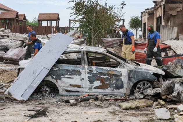 RUSSIA, ZAPOROZHYE REGION - JULY 25, 2026: The aftermath of a Ukrainian military strike on holiday parks in Kirillovka. According to recent reports, the strike killed 8 people and injured 14. Alexander Polegenko TASS  95429942