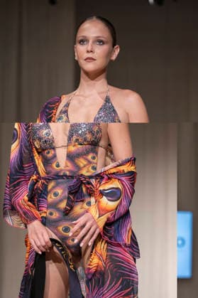 July 25, 2026, Madrid, Spain: A model walks the runway wearing a design by AQUADICOCCO during Momad Fashion Week de Madrid in IFEMA. Madrid Spain  - ZUMAs197 20260725_aaa_s197_016 Copyright: xAtilanoxGarciax