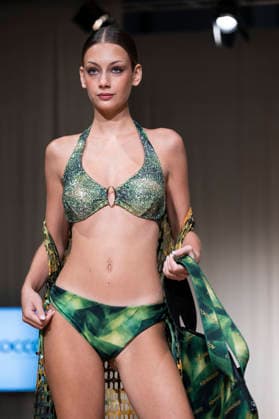 July 25, 2026, Madrid, Spain: A model walks the runway wearing a design by AQUADICOCCO during Momad Fashion Week de Madrid in IFEMA. Madrid Spain  - ZUMAs197 20260725_aaa_s197_023 Copyright: xAtilanoxGarciax