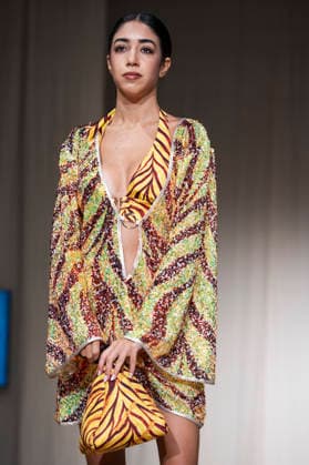 July 25, 2026, Madrid, Spain: A model walks the runway wearing a design by AQUADICOCCO during Momad Fashion Week de Madrid in IFEMA. Madrid Spain  - ZUMAs197 20260725_aaa_s197_038 Copyright: xAtilanoxGarciax