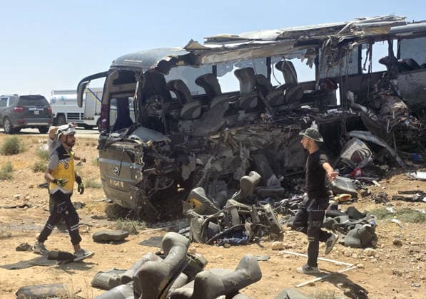 35 killed, 30 injured in central Syria bus collision SYRIA - JULY 25: Civil defense, fire and medical teams conduct an investigation and continue their work at the scene of the accident where two passenger buses collided on the Deir ez-Zor–Damascus highway in central Syria on July 25, 2026. At least 35 people were killed and 30 others injured Saturday when two passenger buses collided on the Deir ez-Zor–Damascus highway in central Syria, according to the Health Ministry. Abdulkerim el-Selim Anadolu Syria Syria. Editorial use only. Please get in touch for any other usage.  Copyright: x2026xAnadoluxAbdulkerimxel-Selimx